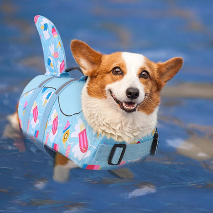 Dog Life Jacket, Cute Shark Dog Life Vest for Swimming & Boating