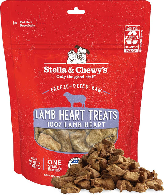 Freeze-Dried Raw Lamb Heart Dog Treats - Single Ingredient, No Additives - Premium Training Treats - Perfect For Picky Eaters - 3oz Bag