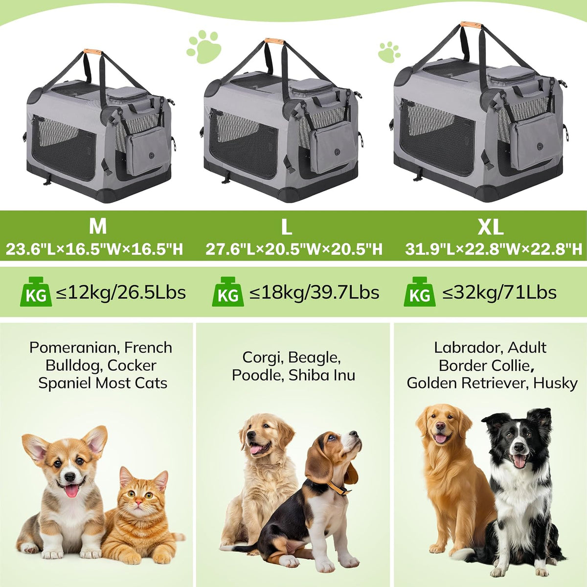 24-inch Portable Collapsible Dog Crate for Small Dogs up to 27lbs