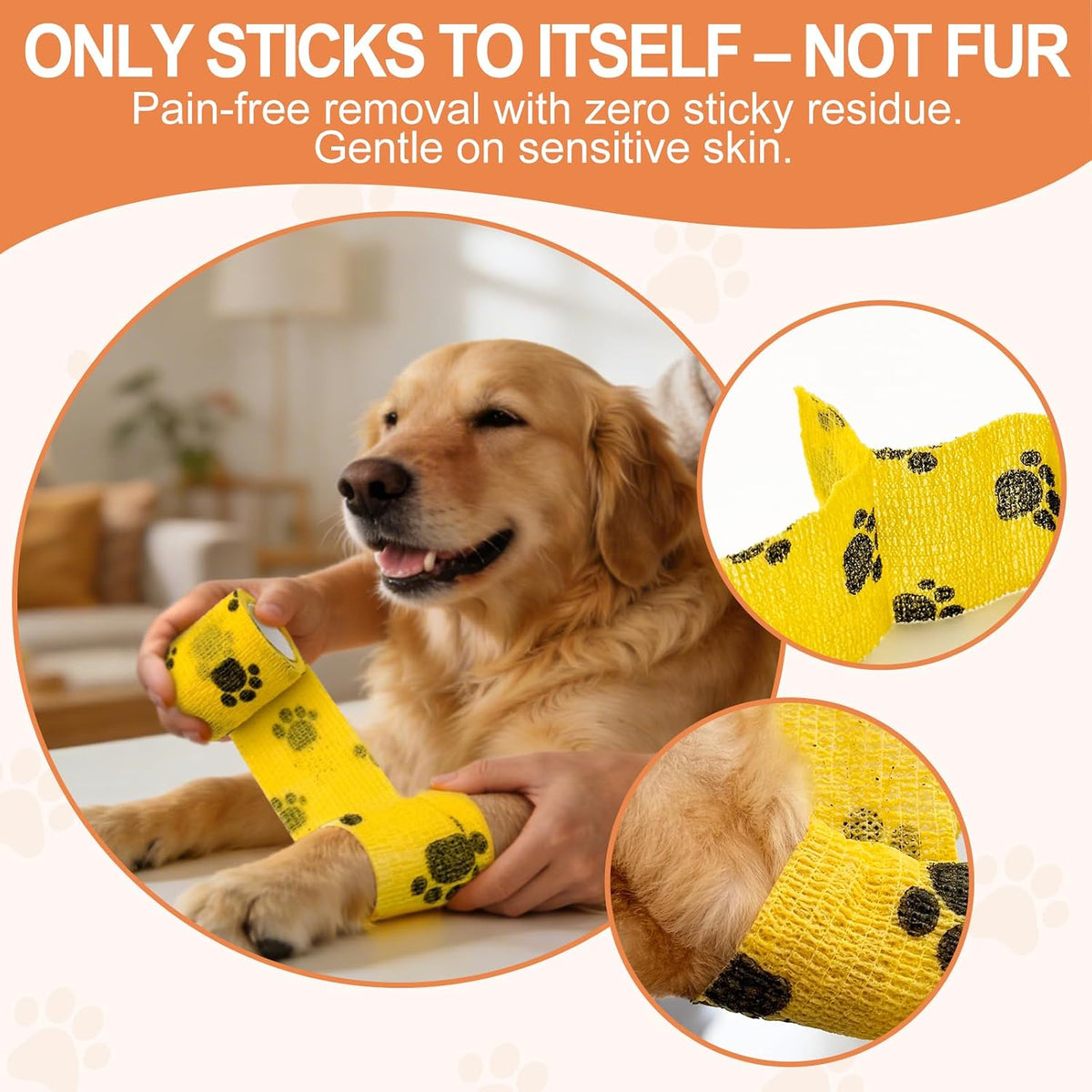 6 Rolls Vet Wrap Cohesive Bandage, Self Adhesive