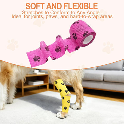6 Rolls Vet Wrap Cohesive Bandage, Self Adhesive