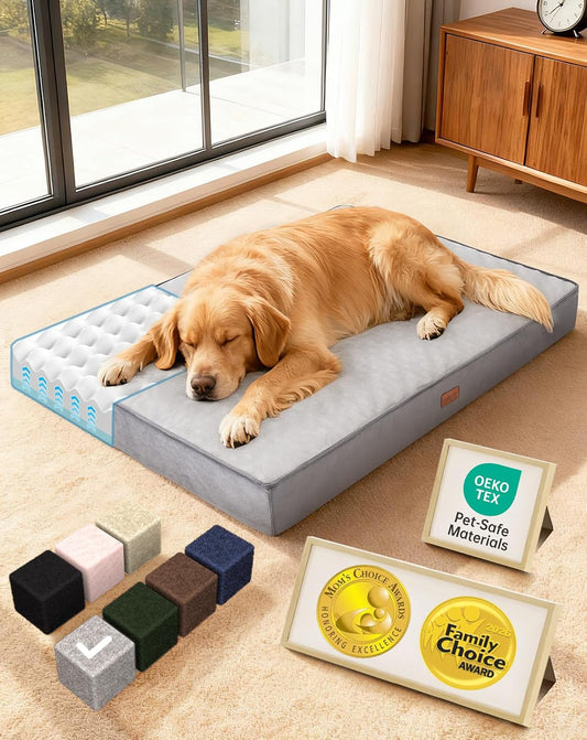Orthopedic Waterproof Large Dog Bed, Memory Foam, 41 inch-XL(Gray)