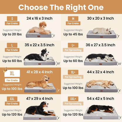 Orthopedic Waterproof Large Dog Bed, Memory Foam, 41 inch-XL(Gray)