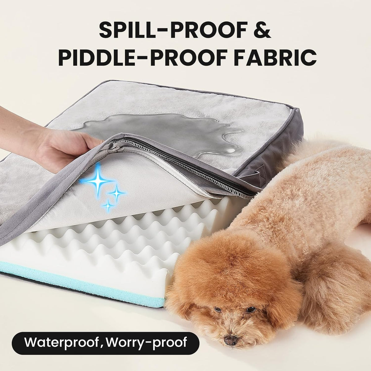 Orthopedic Waterproof Large Dog Bed, Memory Foam, 41 inch-XL(Gray)