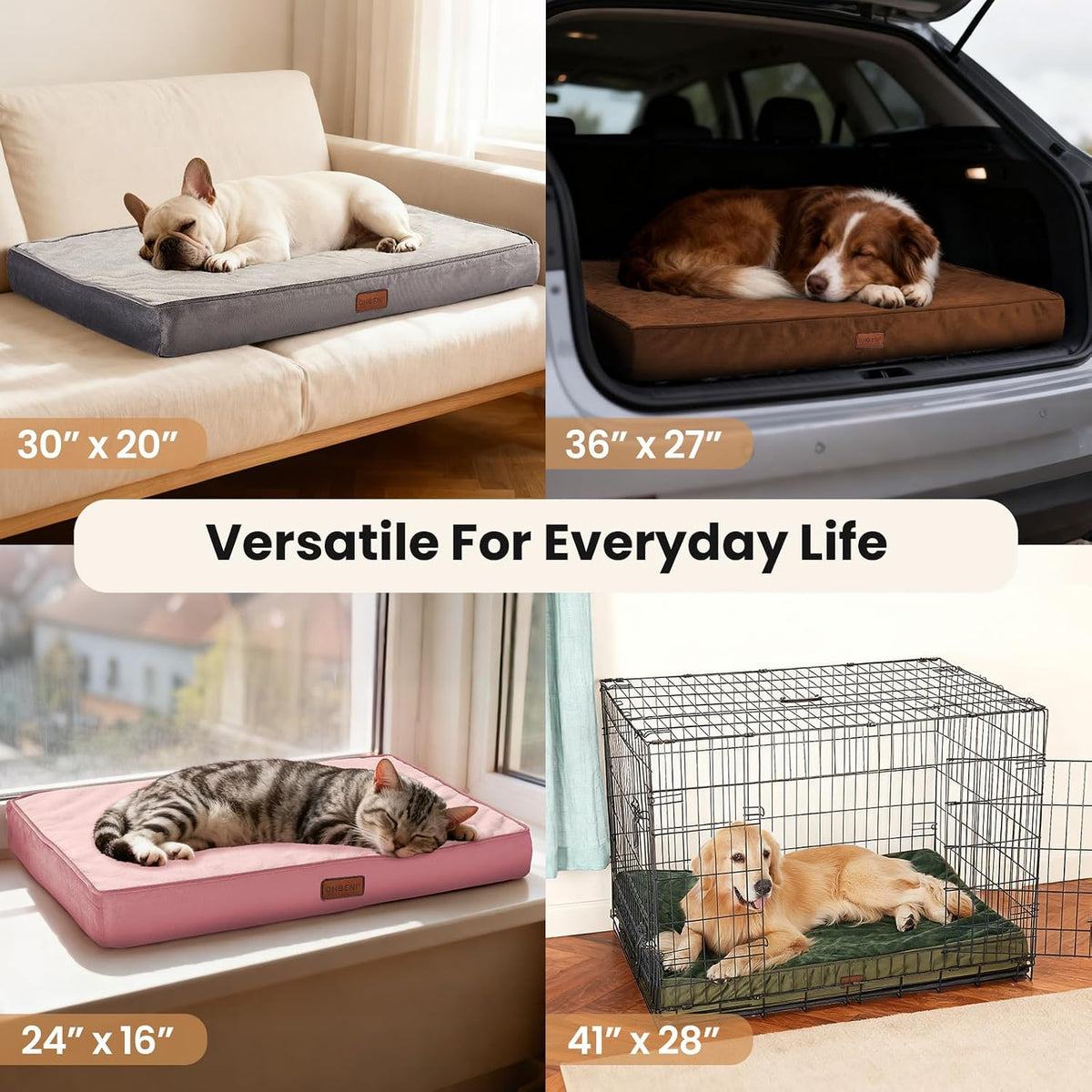 Orthopedic Waterproof Large Dog Bed, Memory Foam, 41 inch-XL(Gray)