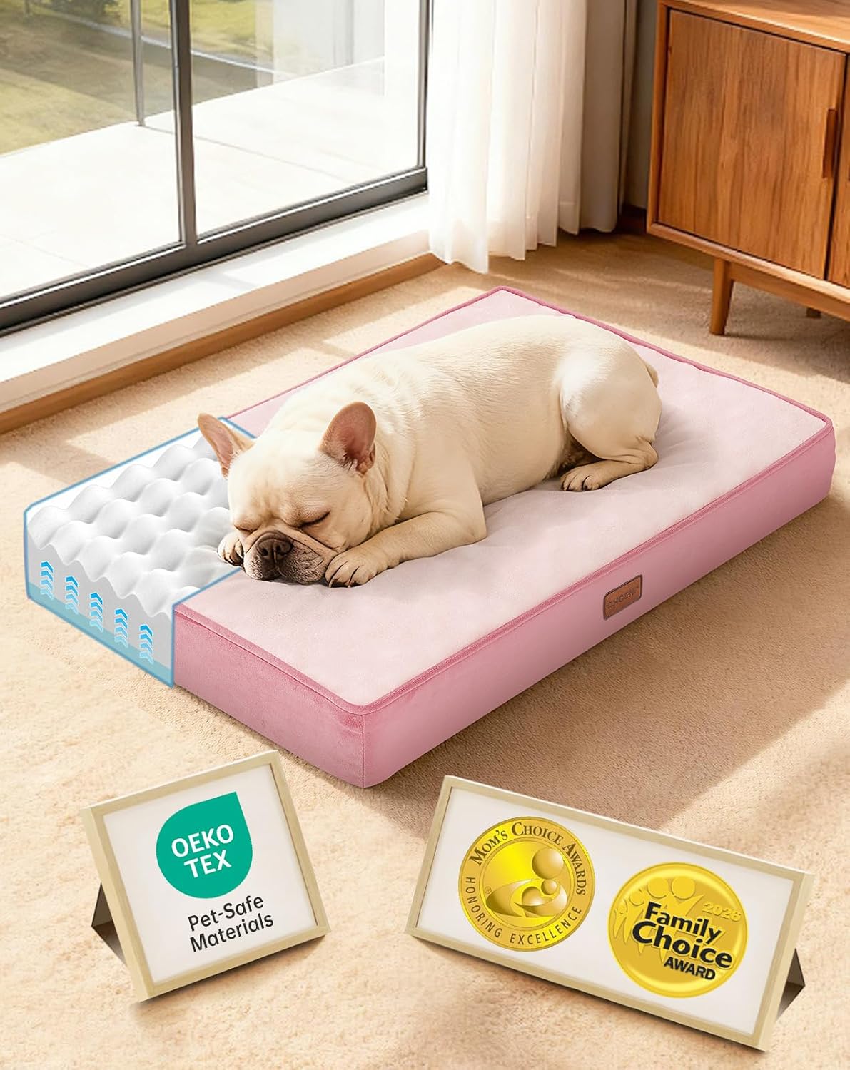 Orthopedic Waterproof Large Dog Bed, Memory Foam, 41 inch-XL(Gray)