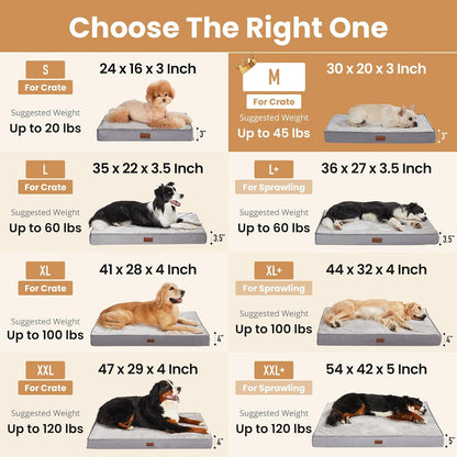 Orthopedic Waterproof Large Dog Bed, Memory Foam, 41 inch-XL(Gray)