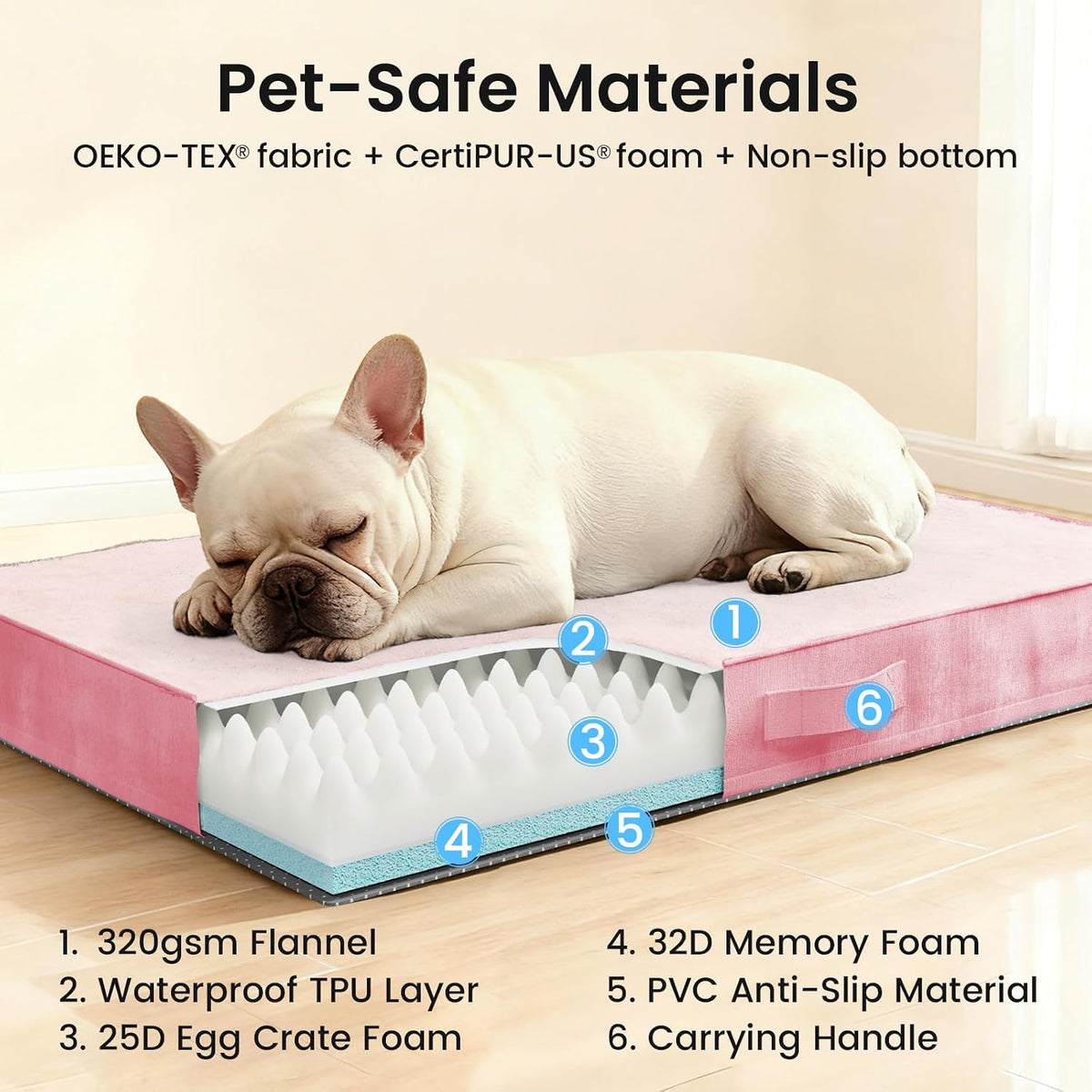 Orthopedic Waterproof Large Dog Bed, Memory Foam, 41 inch-XL(Gray)