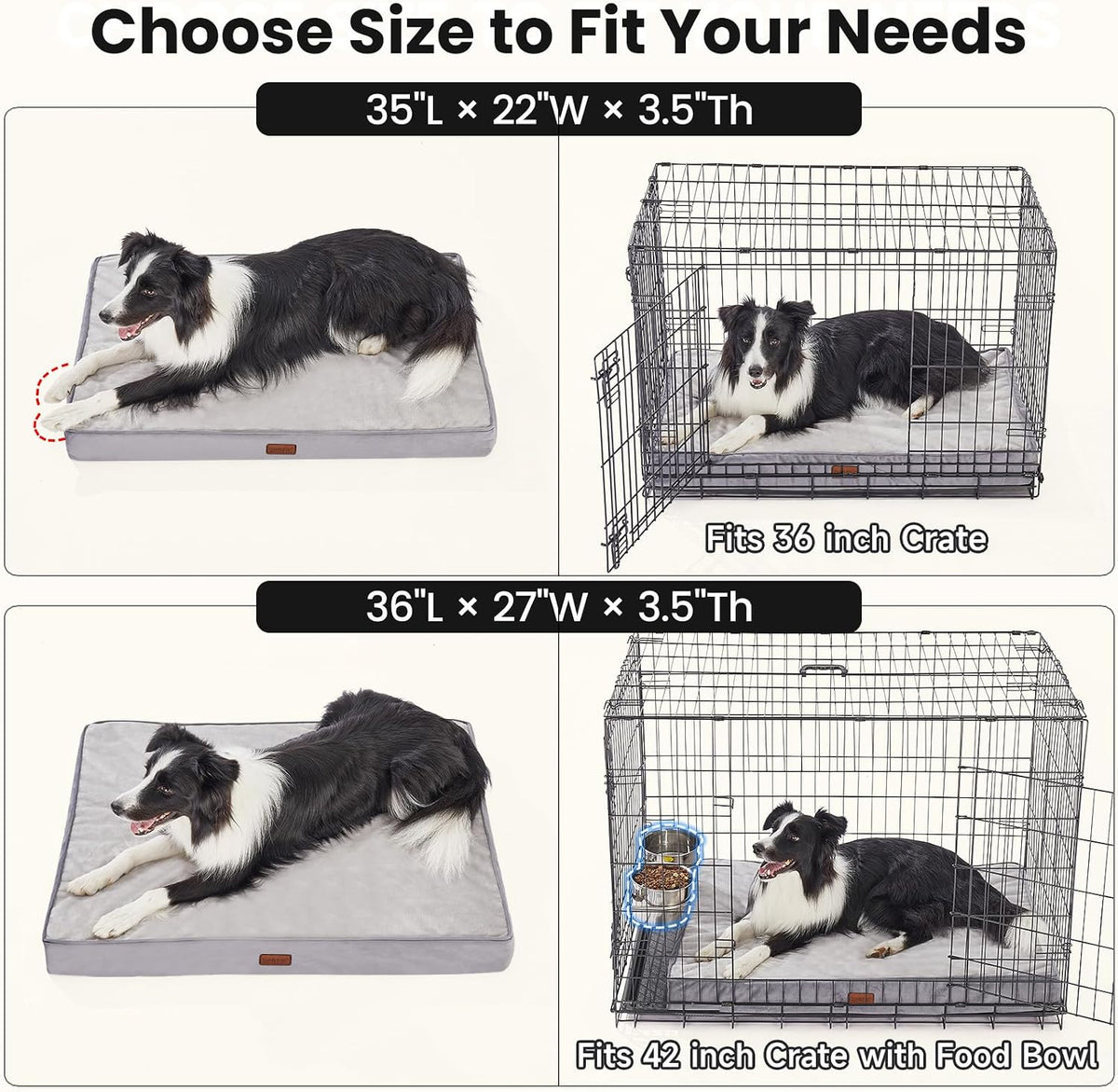 Orthopedic Waterproof Large Dog Bed, Memory Foam, 41 inch-XL(Gray)
