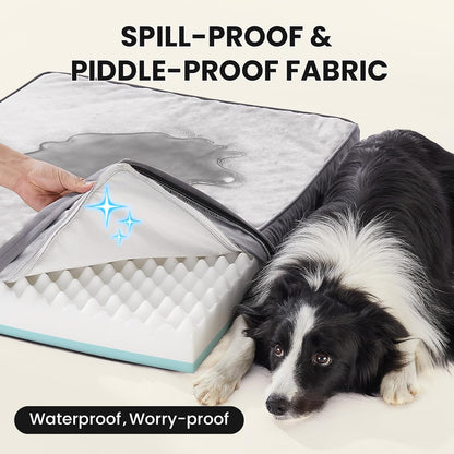 Orthopedic Waterproof Large Dog Bed, Memory Foam, 41 inch-XL(Gray)