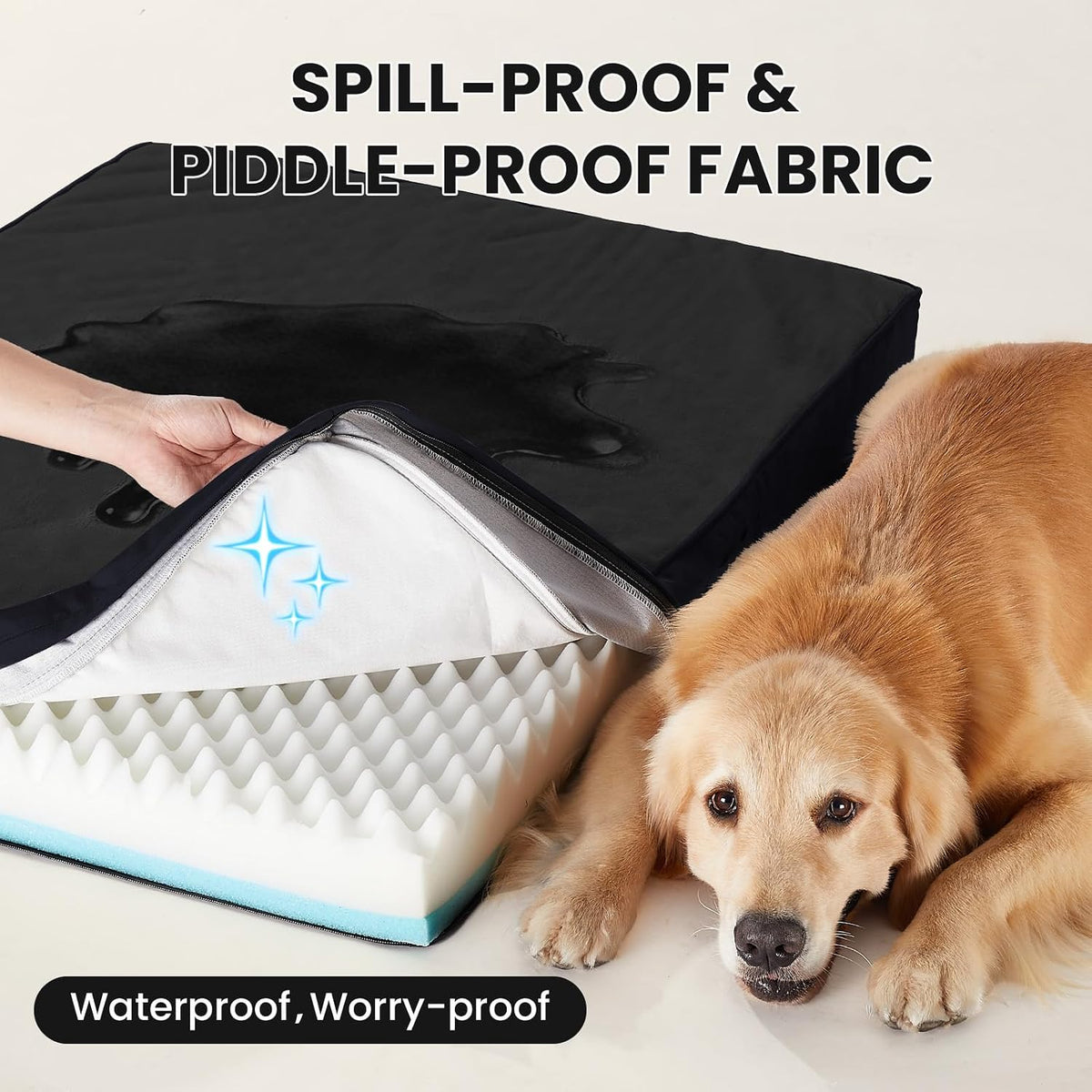 Orthopedic Waterproof Large Dog Bed, Memory Foam, 41 inch-XL(Gray)