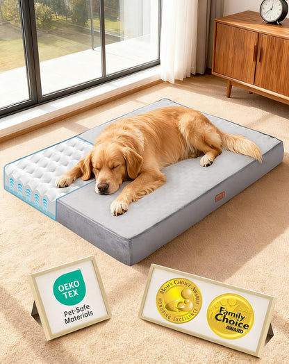 Orthopedic Waterproof Large Dog Bed, Memory Foam, 41 inch-XL(Gray)