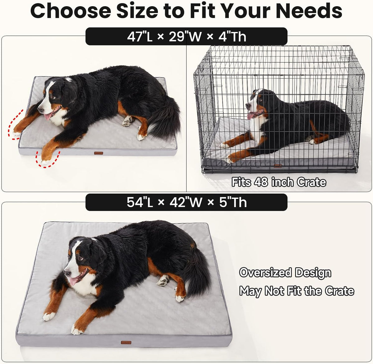 Orthopedic Waterproof Large Dog Bed, Memory Foam, 41 inch-XL(Gray)
