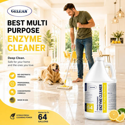 Enzymatic Cleaner Multi-Purpose Enzyme Cleaner for Dog Urine and Poop Carpet | Cat Pee Odor eliminator Pet Urine Enzyme Drain Cleaner | Floors, Carpets, Laundry, Bathrooms, Trash Can Deodorizer, 128oz