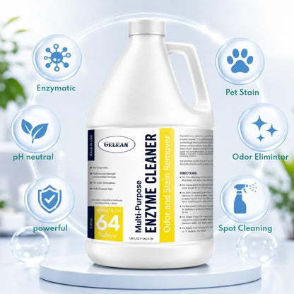 Enzymatic Cleaner Multi-Purpose Enzyme Cleaner for Dog Urine and Poop Carpet | Cat Pee Odor eliminator Pet Urine Enzyme Drain Cleaner | Floors, Carpets, Laundry, Bathrooms, Trash Can Deodorizer, 128oz