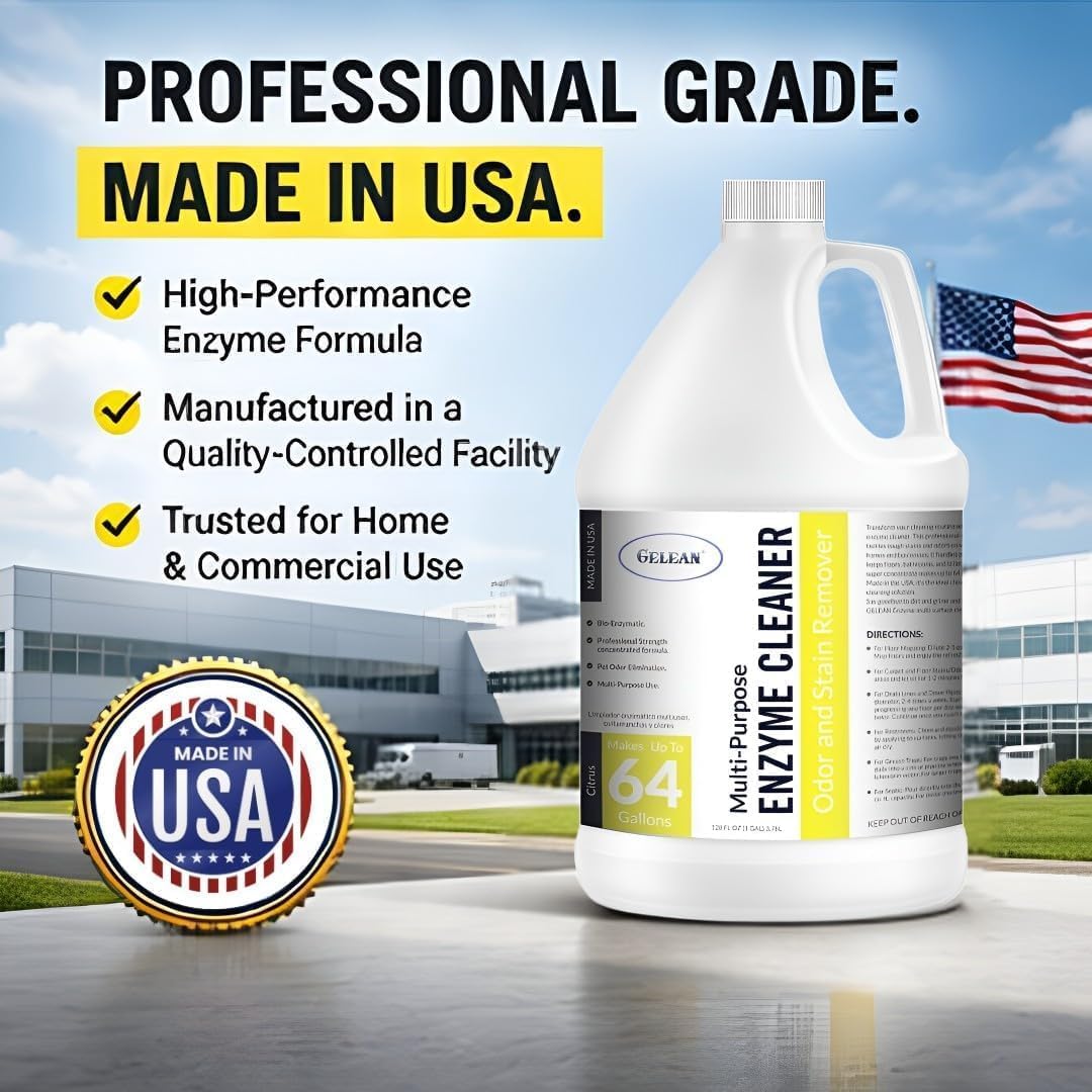 Enzymatic Cleaner Multi-Purpose Enzyme Cleaner for Dog Urine and Poop Carpet | Cat Pee Odor eliminator Pet Urine Enzyme Drain Cleaner | Floors, Carpets, Laundry, Bathrooms, Trash Can Deodorizer, 128oz