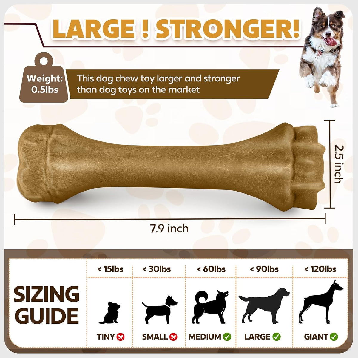 Dog Toys for Aggressive Chewers, Indestructible Bones Toy for Aggressive Chewers, Tough Puppy Chew Toy for Heavy Duty Dogs, Big Dog Teething Toys with Durable Nylon for Large/Medium Breed Puppies