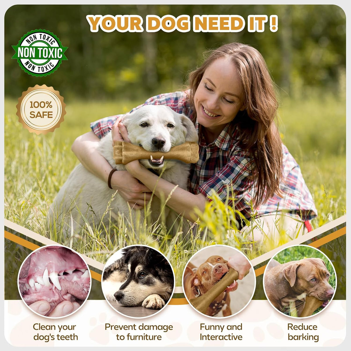 Dog Toys for Aggressive Chewers, Indestructible Bones Toy for Aggressive Chewers, Tough Puppy Chew Toy for Heavy Duty Dogs, Big Dog Teething Toys with Durable Nylon for Large/Medium Breed Puppies