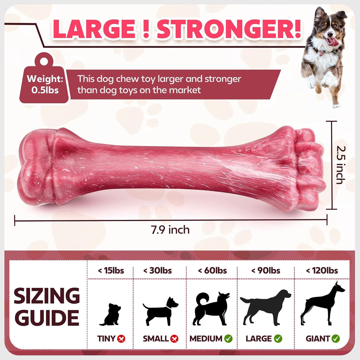 Dog Toys for Aggressive Chewers, Indestructible Bones Toy for Aggressive Chewers, Tough Puppy Chew Toy for Heavy Duty Dogs, Big Dog Teething Toys with Durable Nylon for Large/Medium Breed Puppies