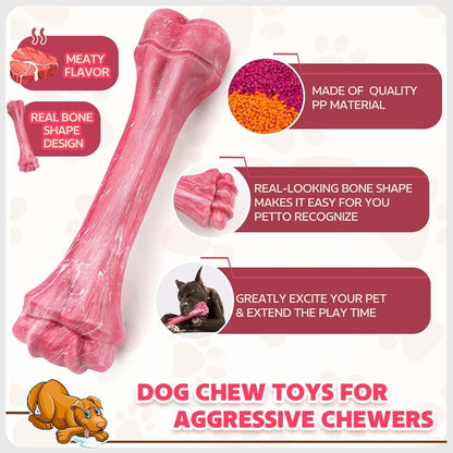 Dog Toys for Aggressive Chewers, Indestructible Bones Toy for Aggressive Chewers, Tough Puppy Chew Toy for Heavy Duty Dogs, Big Dog Teething Toys with Durable Nylon for Large/Medium Breed Puppies