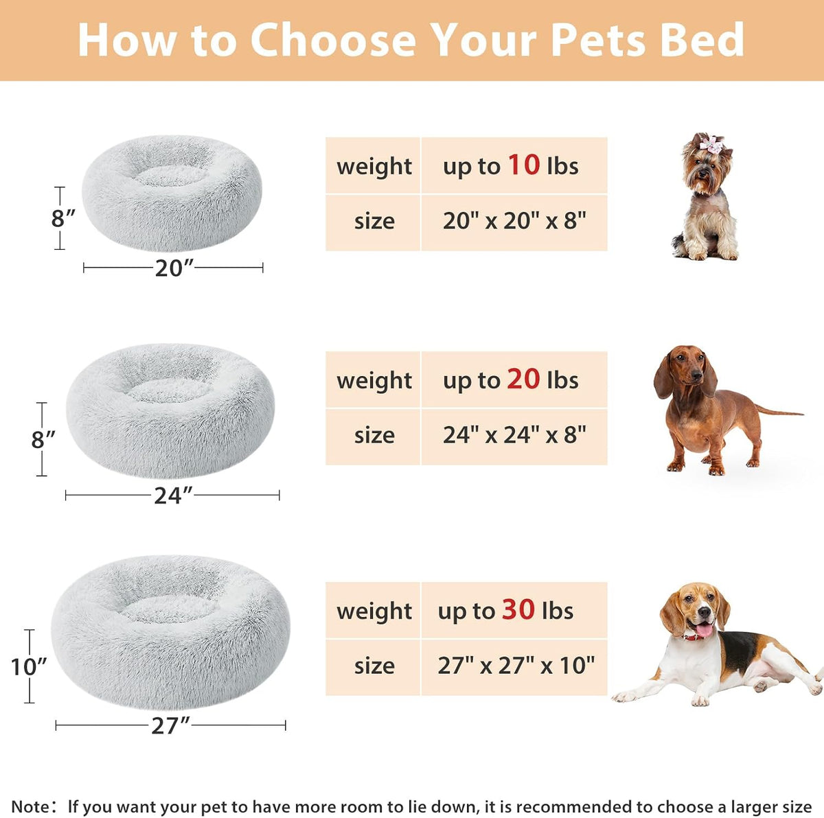 WNPETHOME Small Round Calming Dog Bed Cat Bed for Comfy Sleep