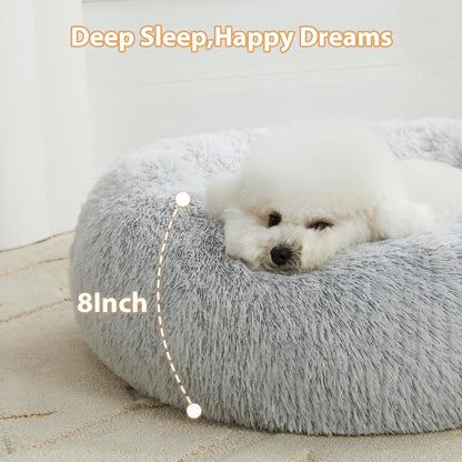 WNPETHOME Small Round Calming Dog Bed Cat Bed for Comfy Sleep