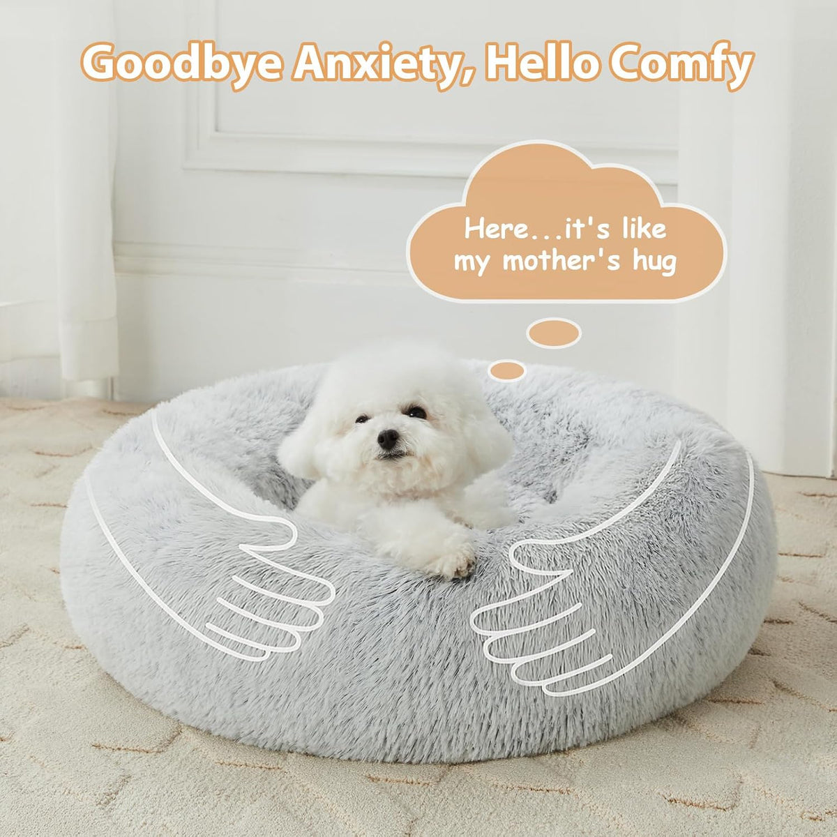 WNPETHOME Small Round Calming Dog Bed Cat Bed for Comfy Sleep
