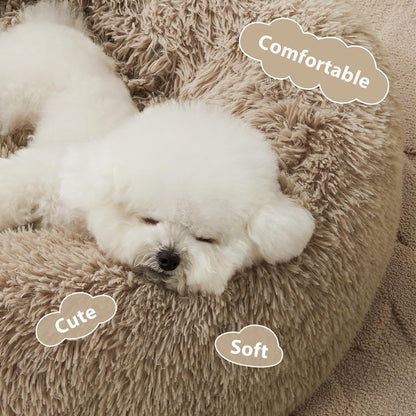 WNPETHOME Small Round Calming Dog Bed Cat Bed for Comfy Sleep