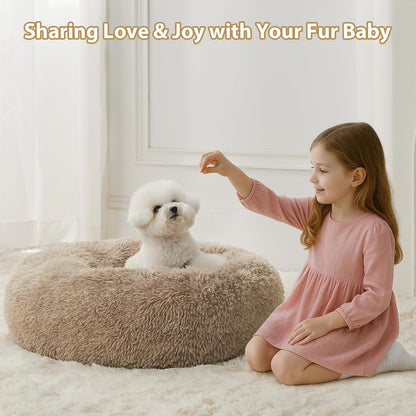WNPETHOME Small Round Calming Dog Bed Cat Bed for Comfy Sleep