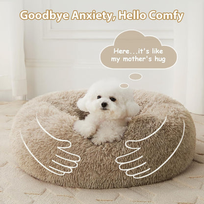 WNPETHOME Small Round Calming Dog Bed Cat Bed for Comfy Sleep