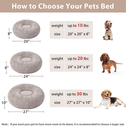 WNPETHOME Small Round Calming Dog Bed Cat Bed for Comfy Sleep