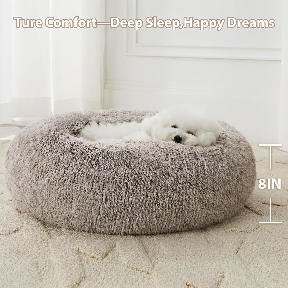 WNPETHOME Small Round Calming Dog Bed Cat Bed for Comfy Sleep