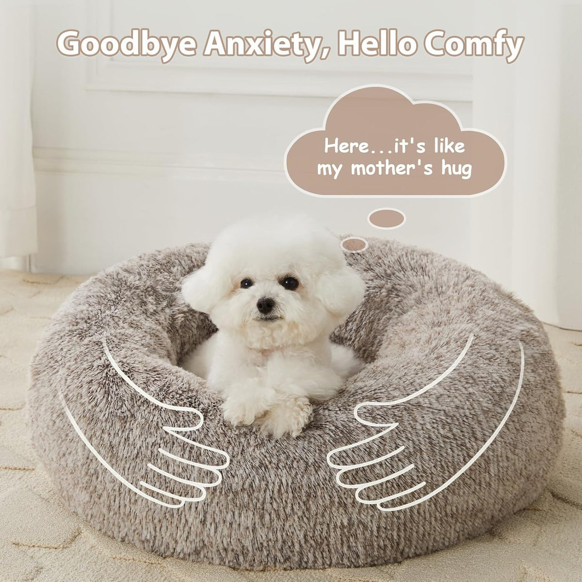 WNPETHOME Small Round Calming Dog Bed Cat Bed for Comfy Sleep