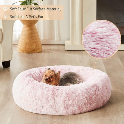 WNPETHOME Small Round Calming Dog Bed Cat Bed for Comfy Sleep