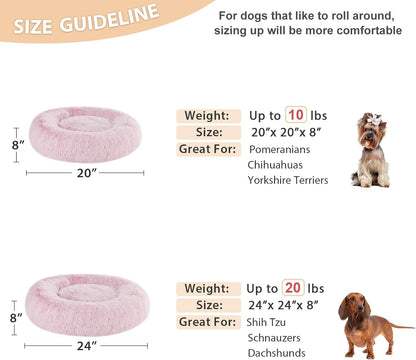 WNPETHOME Small Round Calming Dog Bed Cat Bed for Comfy Sleep