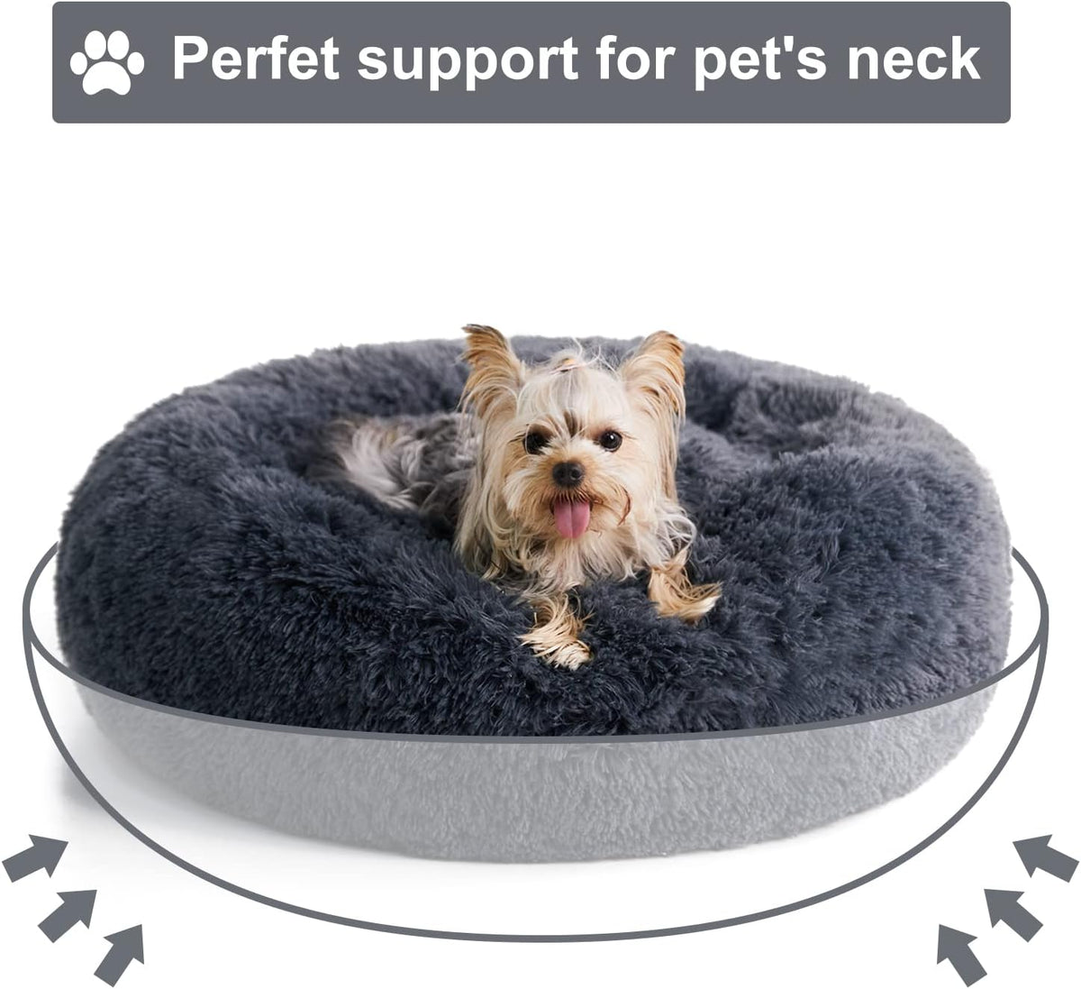 WNPETHOME Small Round Calming Dog Bed Cat Bed for Comfy Sleep