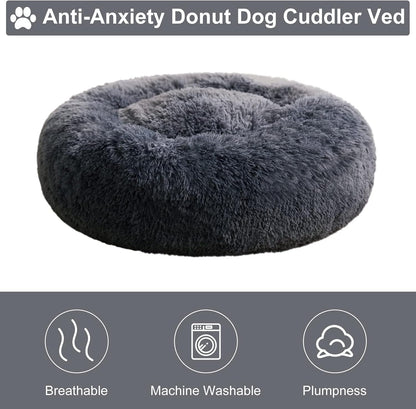 WNPETHOME Small Round Calming Dog Bed Cat Bed for Comfy Sleep