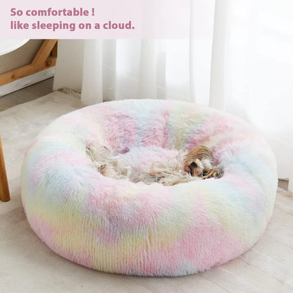 WNPETHOME Small Round Calming Dog Bed Cat Bed for Comfy Sleep
