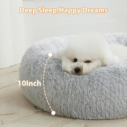 WNPETHOME Small Round Calming Dog Bed Cat Bed for Comfy Sleep