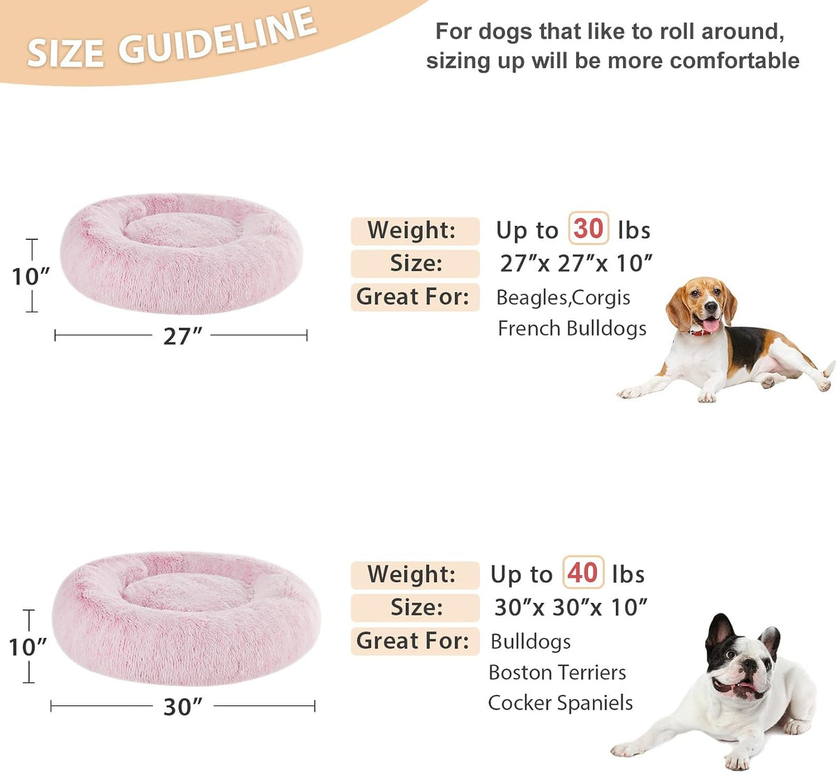 WNPETHOME Small Round Calming Dog Bed Cat Bed for Comfy Sleep