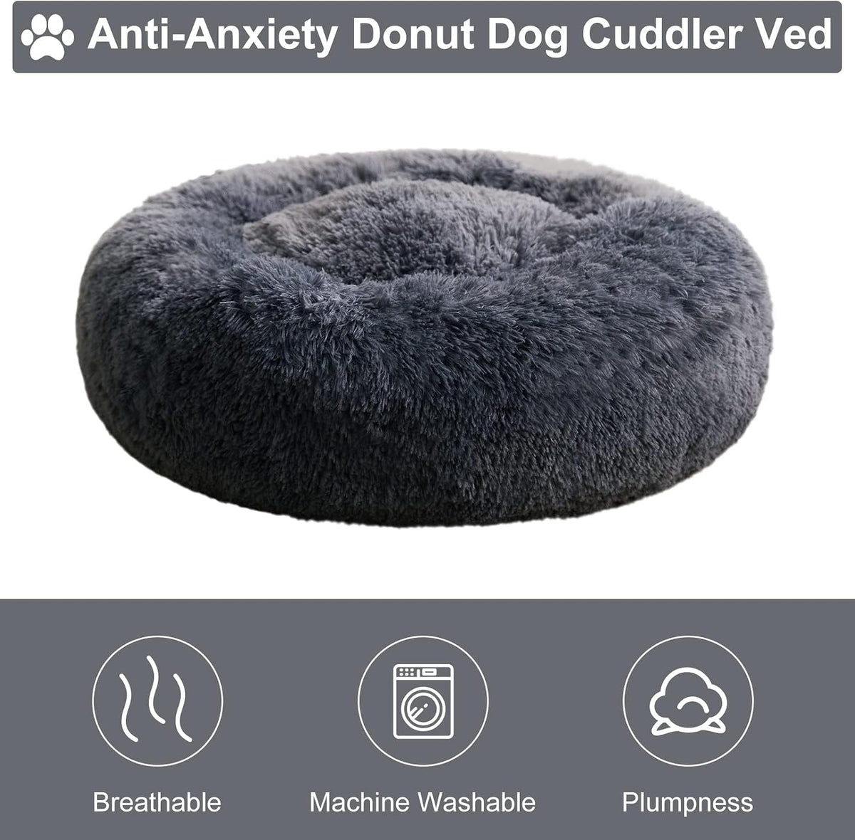 WNPETHOME Small Round Calming Dog Bed Cat Bed for Comfy Sleep