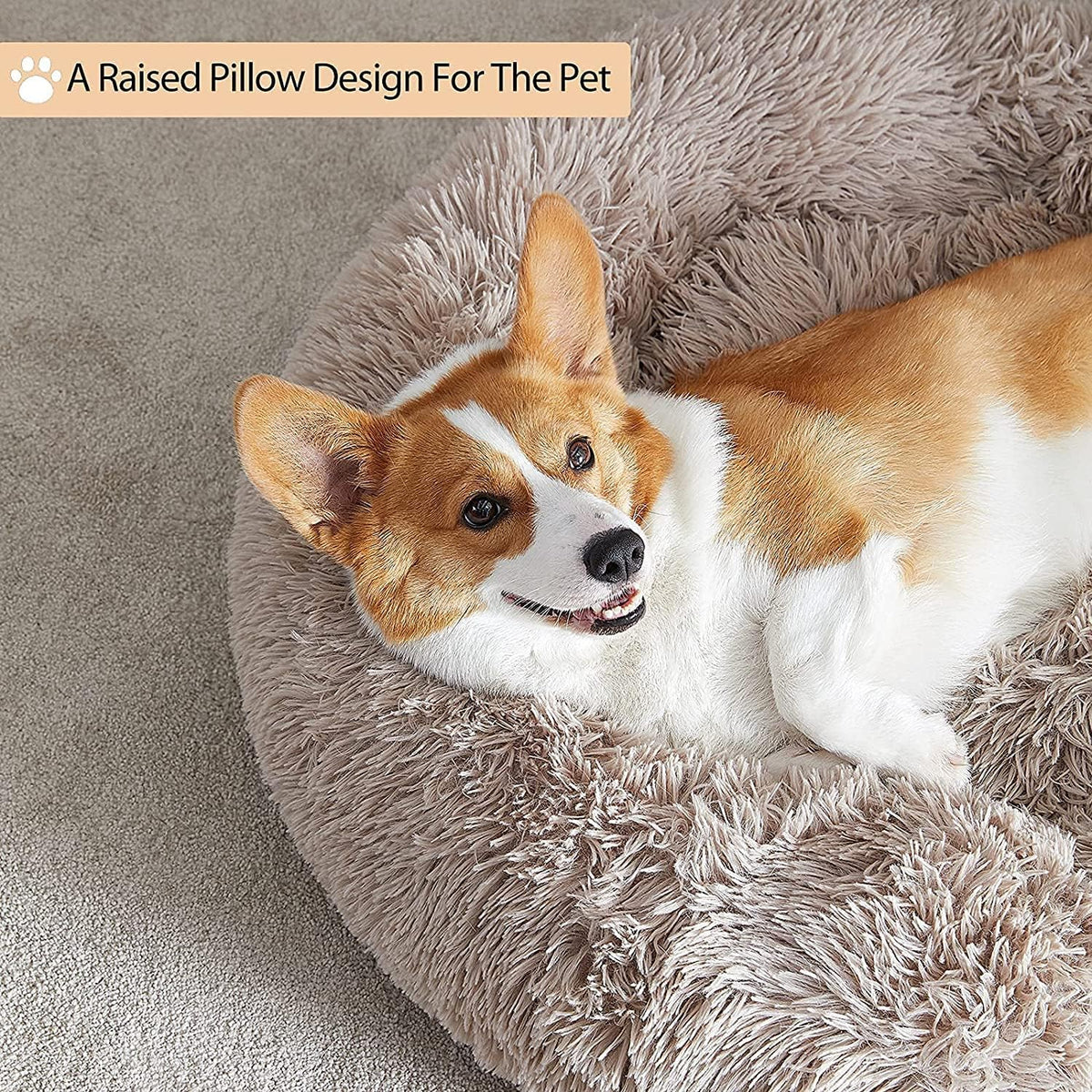 WNPETHOME Small Round Calming Dog Bed Cat Bed for Comfy Sleep