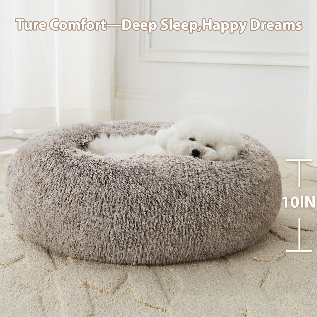 WNPETHOME Small Round Calming Dog Bed Cat Bed for Comfy Sleep