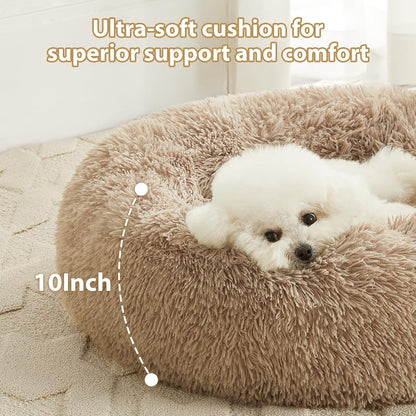 WNPETHOME Small Round Calming Dog Bed Cat Bed for Comfy Sleep