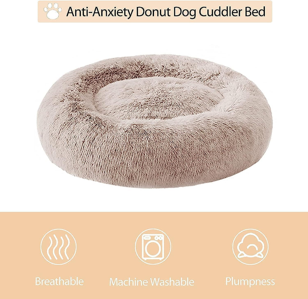 WNPETHOME Small Round Calming Dog Bed Cat Bed for Comfy Sleep