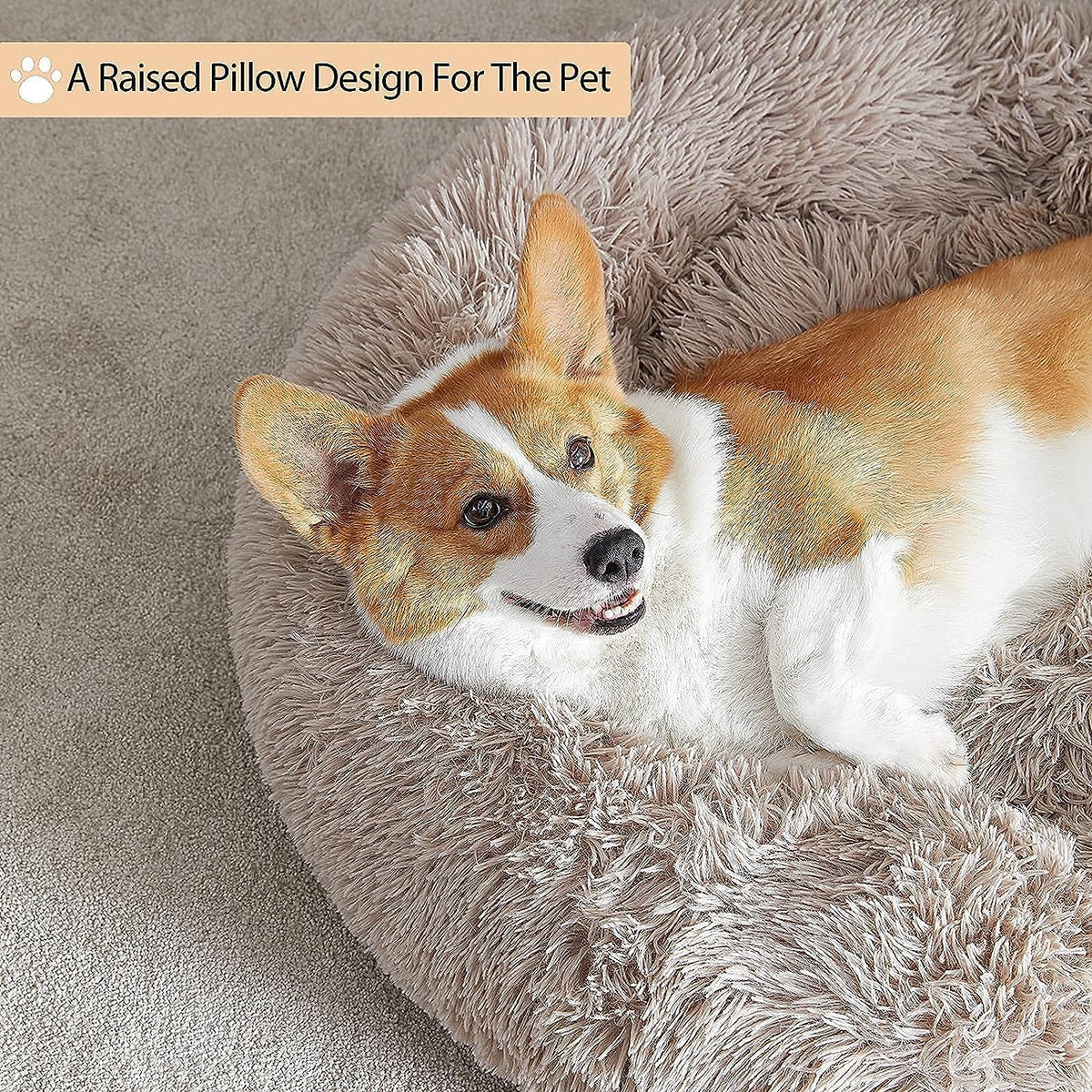 WNPETHOME Small Round Calming Dog Bed Cat Bed for Comfy Sleep