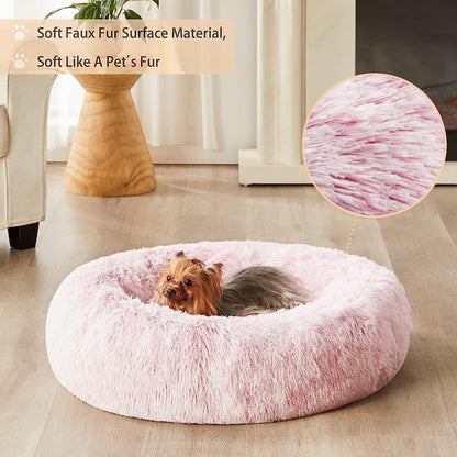 WNPETHOME Small Round Calming Dog Bed Cat Bed for Comfy Sleep