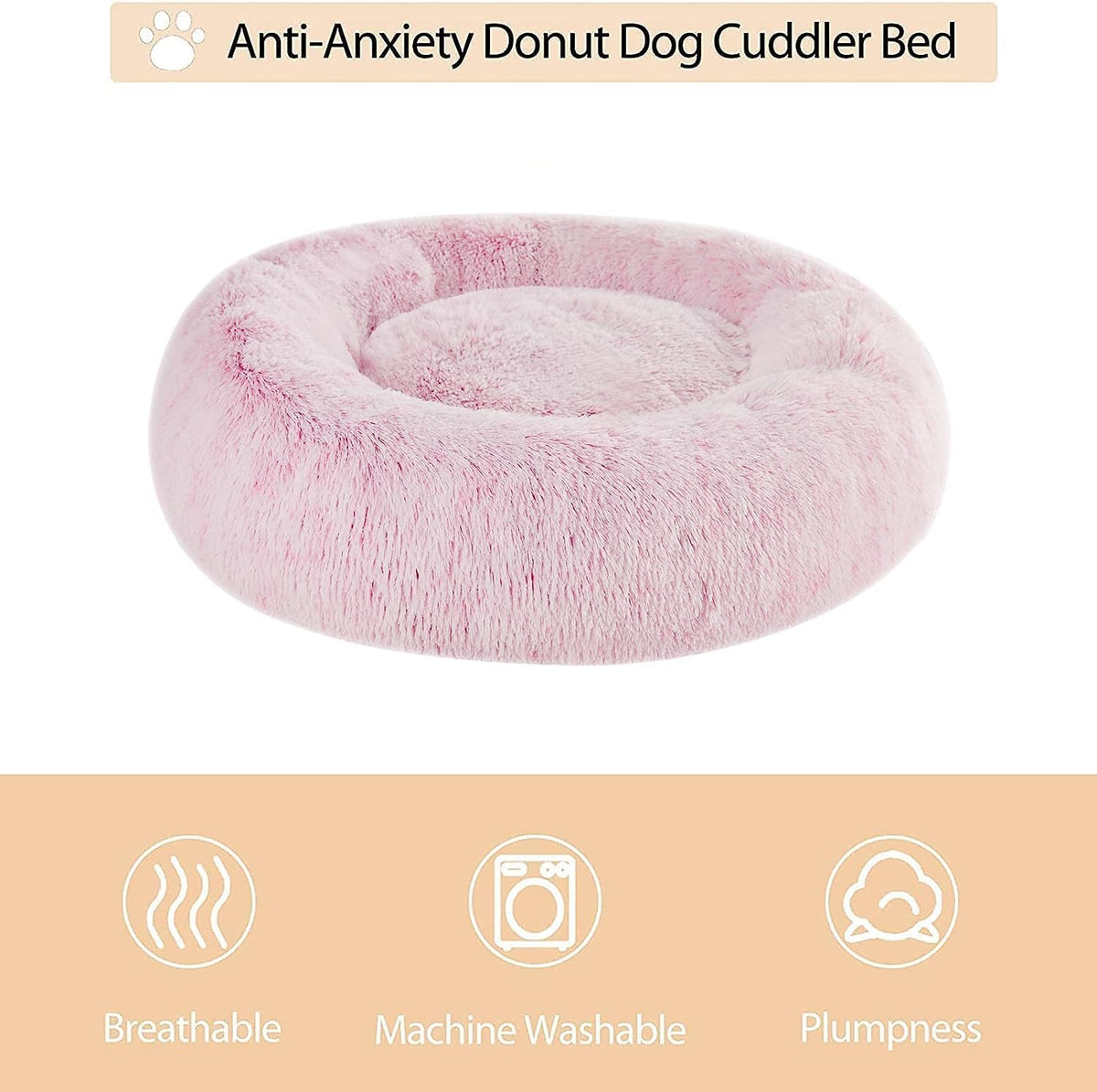 WNPETHOME Small Round Calming Dog Bed Cat Bed for Comfy Sleep