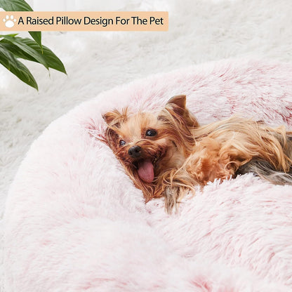 WNPETHOME Small Round Calming Dog Bed Cat Bed for Comfy Sleep