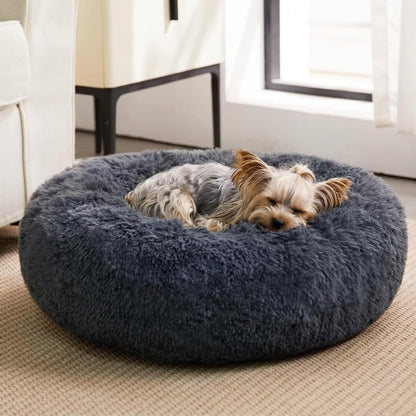 WNPETHOME Small Round Calming Dog Bed Cat Bed for Comfy Sleep